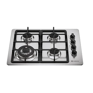 Encimera a Gas 4 Platos Mademsa Triple Llama y Parrillas Hierro Fundido KM4TX Inox