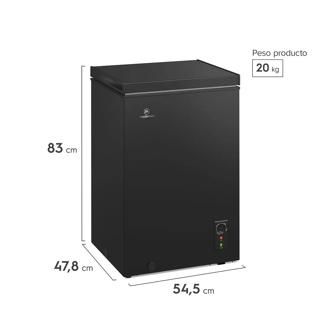 Congelador Freezer Mademsa Horizontal Dual 97L Frío Directo H100B Negro 3