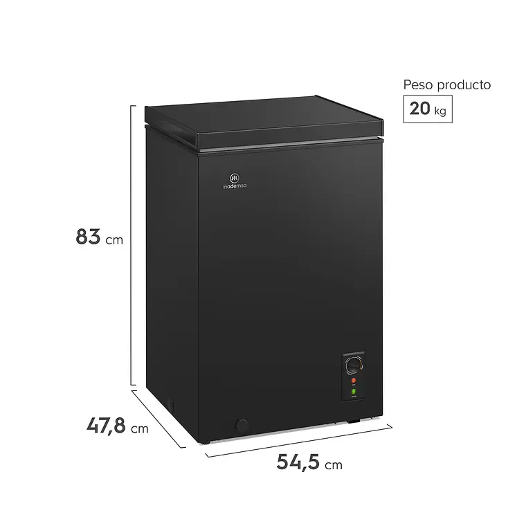 Congelador Freezer Mademsa Horizontal Dual 97L Frío Directo H100B Negro 3