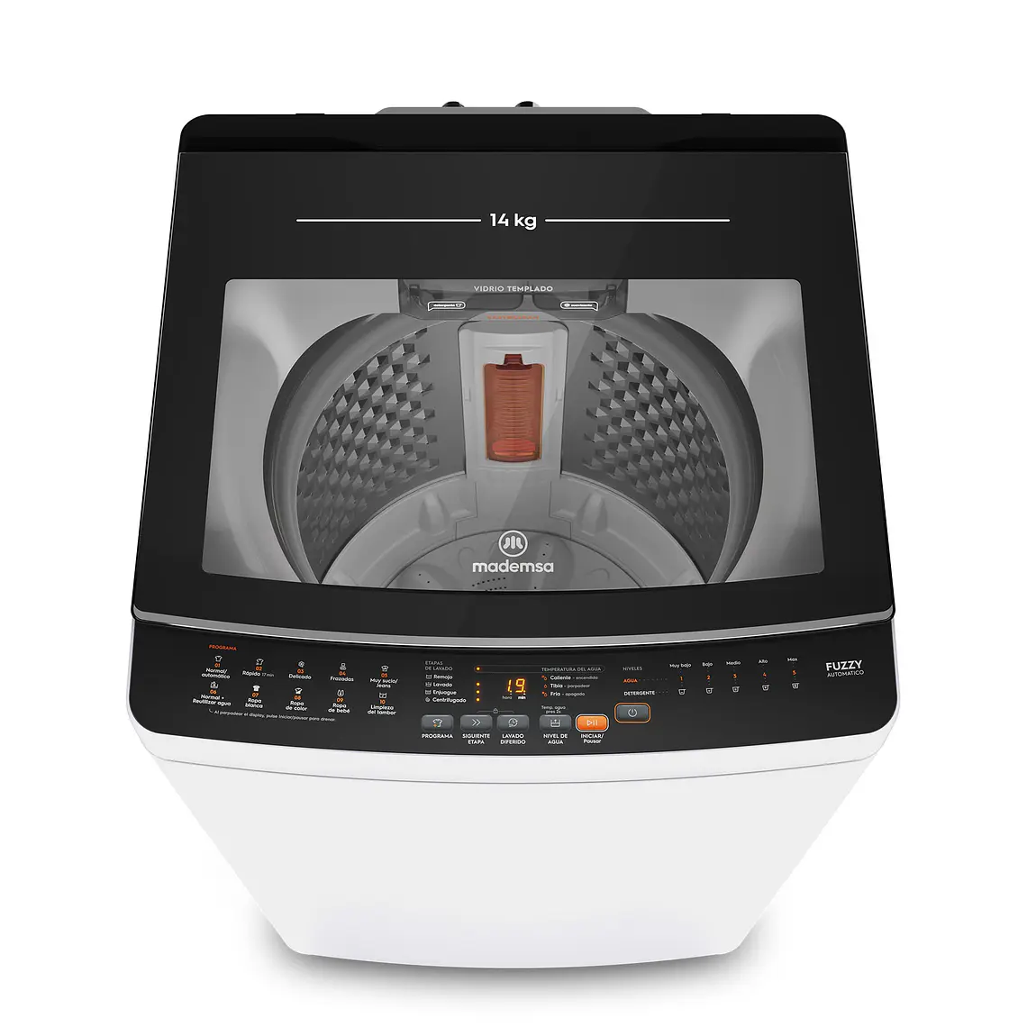 Lavadora Automática Mademsa 14Kg Carga Superior Dispensador Easy&Clean MDWMT14W Blanca 1
