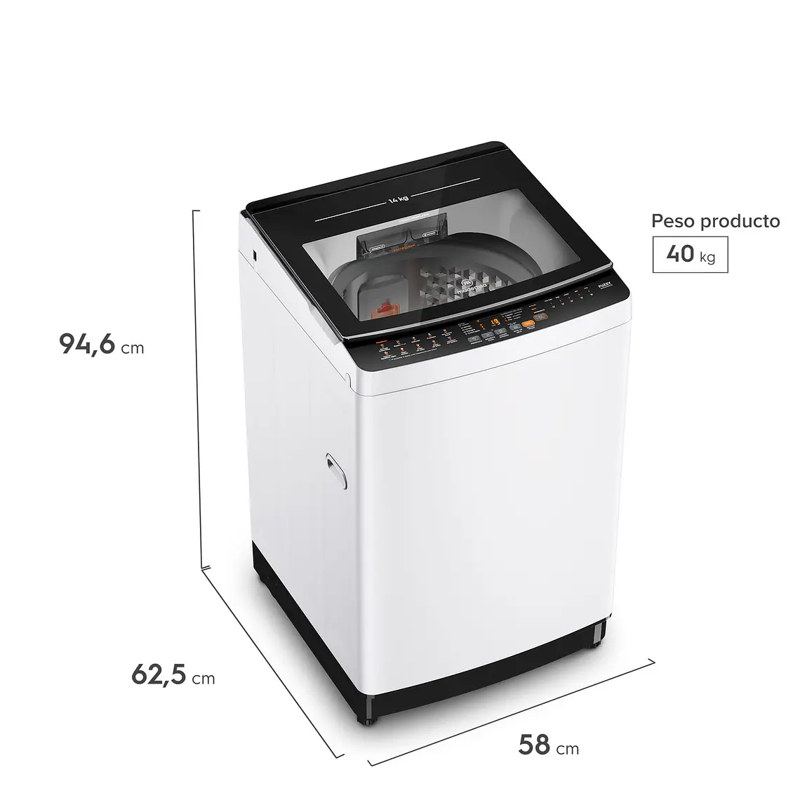 Lavadora Automática Mademsa 14Kg Carga Superior Dispensador Easy&Clean MDWMT14W Blanca 3