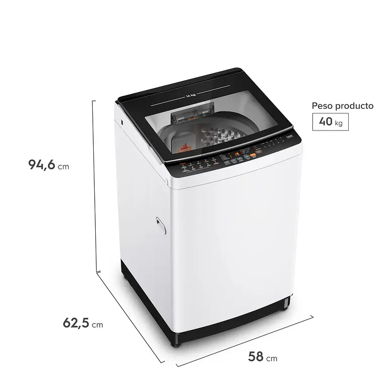 Lavadora Automática Mademsa 14Kg Carga Superior Dispensador Easy&Clean MDWMT14W Blanca 3