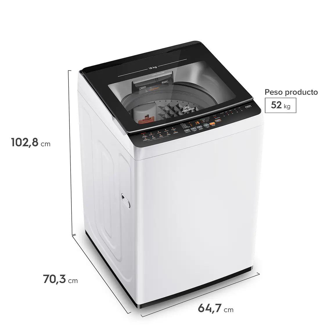 Lavadora Automática Mademsa 18Kg Carga Superior Dispensador Easy&Clean MDWMT18W Blanca 3