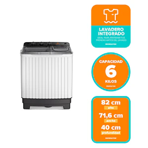 Lavadora Semi Automática Mademsa 6kg Carga Superior Doble Tina MWMSAT6W Blanca