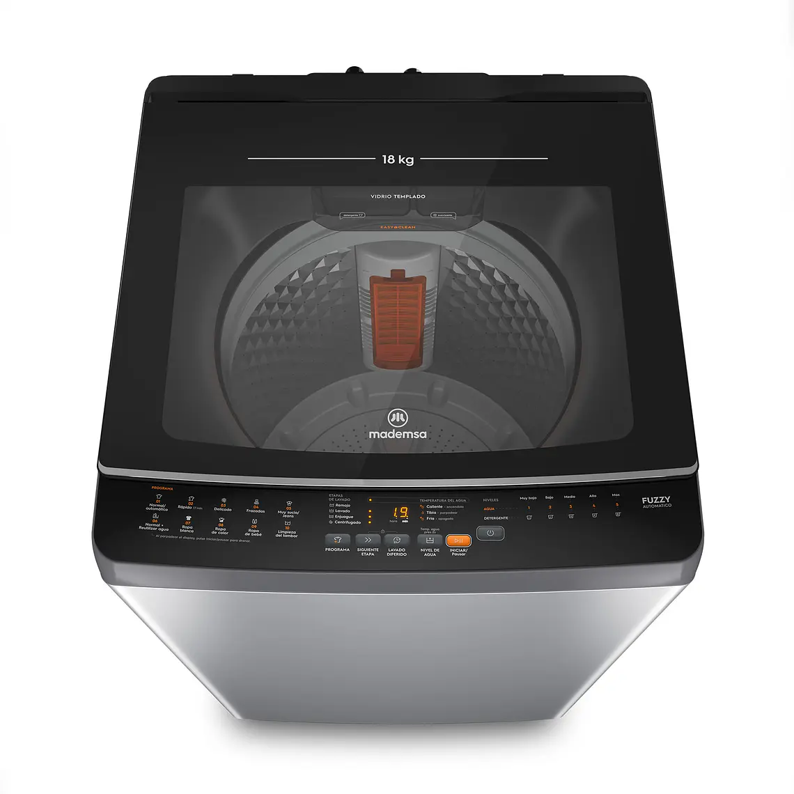 Lavadora Automática Mademsa 18Kg Carga Superior Dispensador Easy&Clean MDWMT18S Silver 1