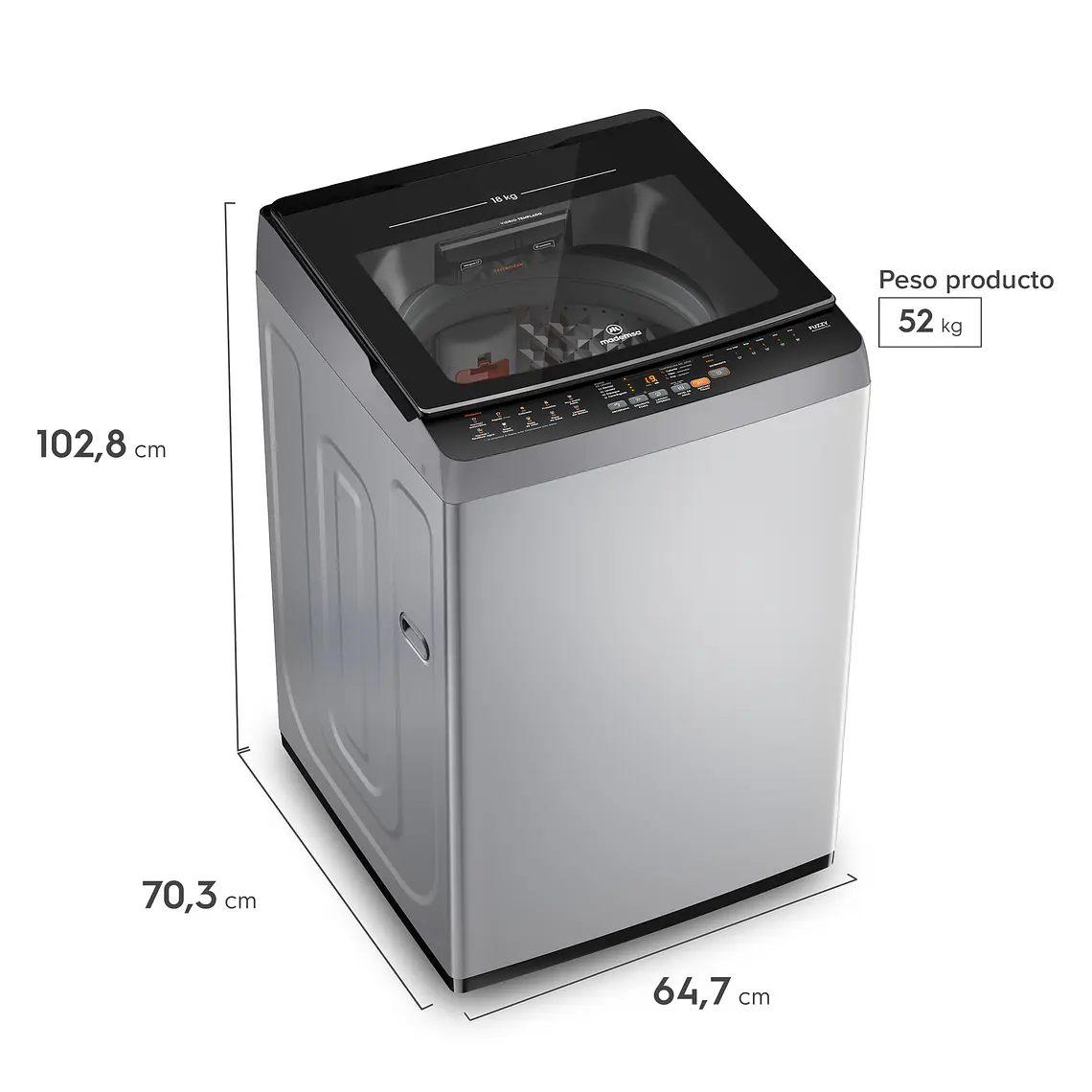 Lavadora Automática Mademsa 18Kg Carga Superior Dispensador Easy&Clean MDWMT18S Silver 3