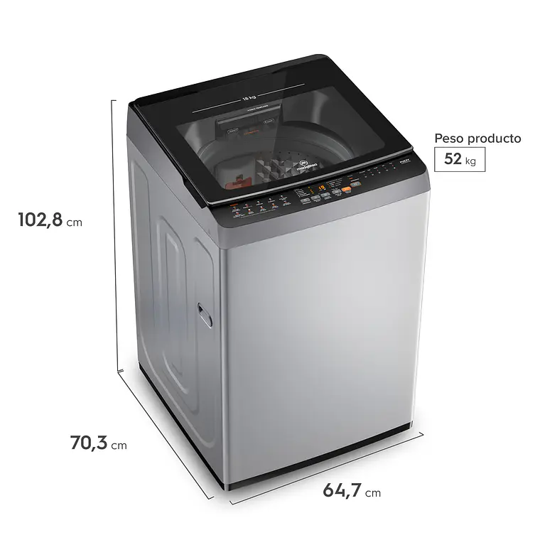 Lavadora Automática Mademsa 18Kg Carga Superior Dispensador Easy&Clean MDWMT18S Silver 3