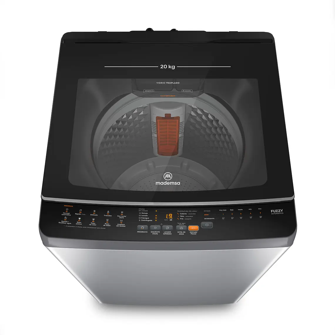 Lavadora Automática Mademsa 20Kg Carga Superior Dispensador Easy&Clean MDWMT20S Silver 1