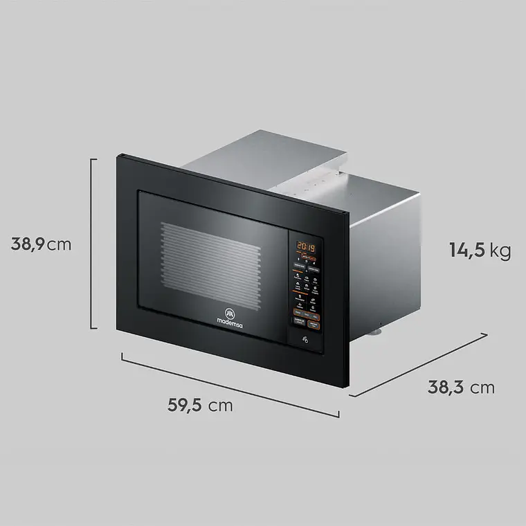 Microondas Empotrable Mademsa 27 Litros Digital Descongelamiento Inteligente MM2EN Negro 17