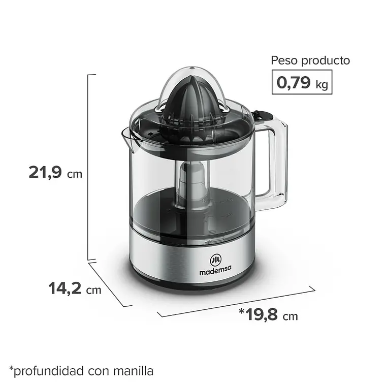 Exprimidor Mademsa 0,8L con Rotación Alternada MJP10 Gris 13