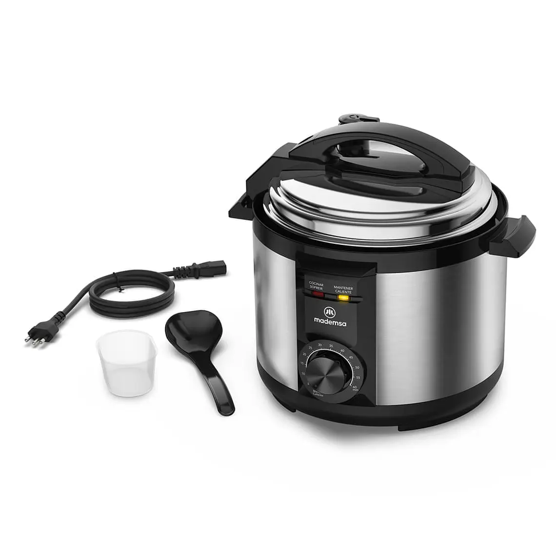 Olla Eléctrica Multicocción Mademsa 5L con Temporizador MPC10 Acero Inoxidable 19