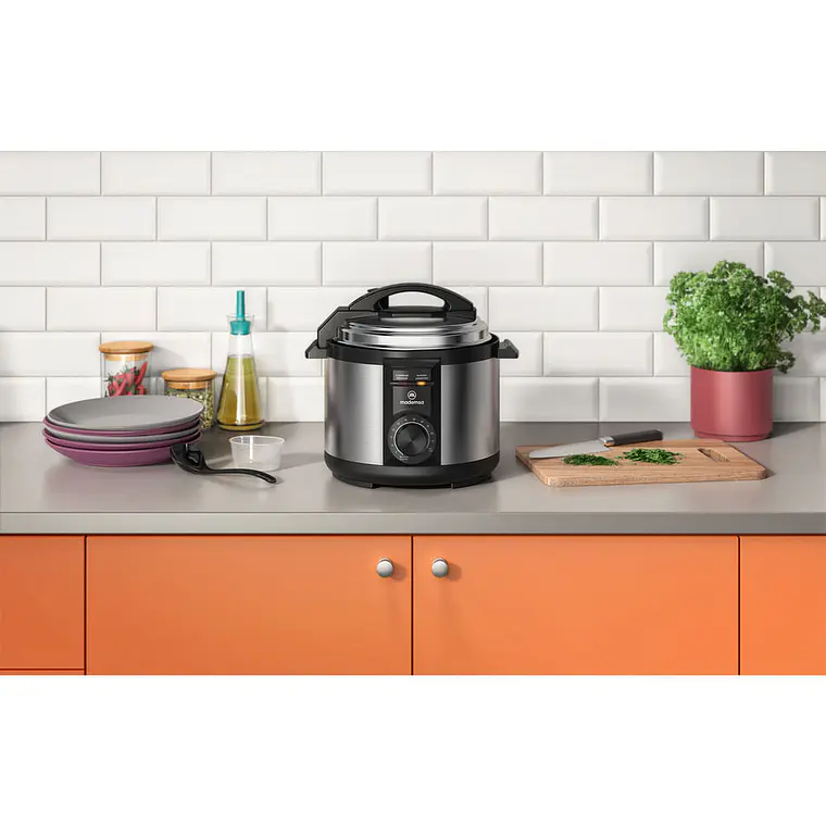 Olla Eléctrica Multicocción Mademsa 5L con Temporizador MPC10 Acero Inoxidable 20