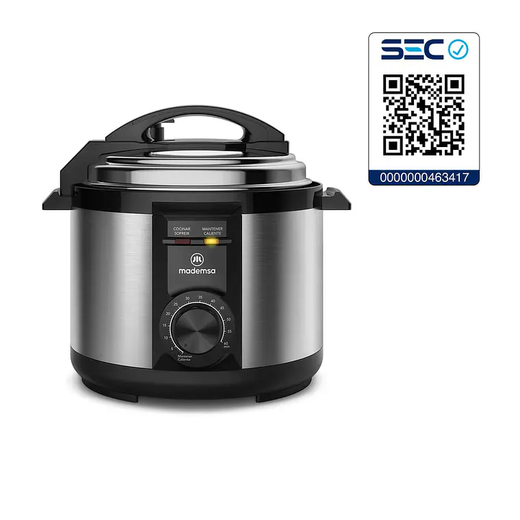 Olla Eléctrica Multicocción Mademsa 5L con Temporizador MPC10 Acero Inoxidable 21