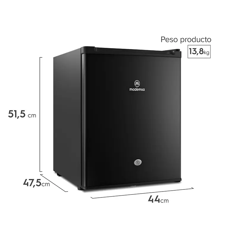 Frigobar Mademsa 50L Frío Directo con Llave MMB50BLK Negro 12