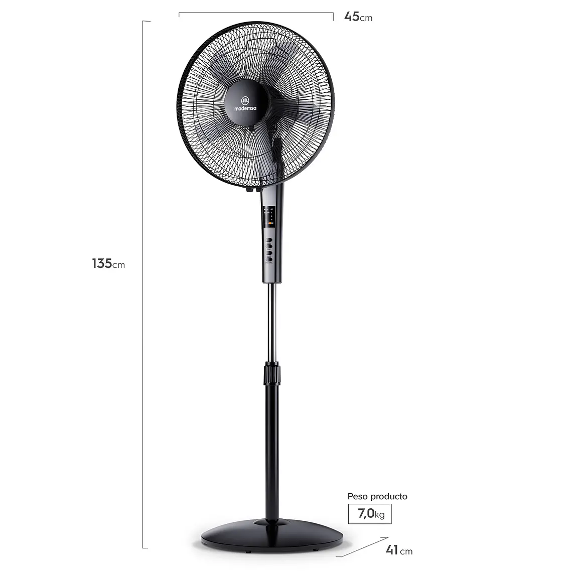 Ventilador 2 en 1 Pedestal y Sobremesa Mademsa Control Remoto 40,6cm SFM21 Negro 17