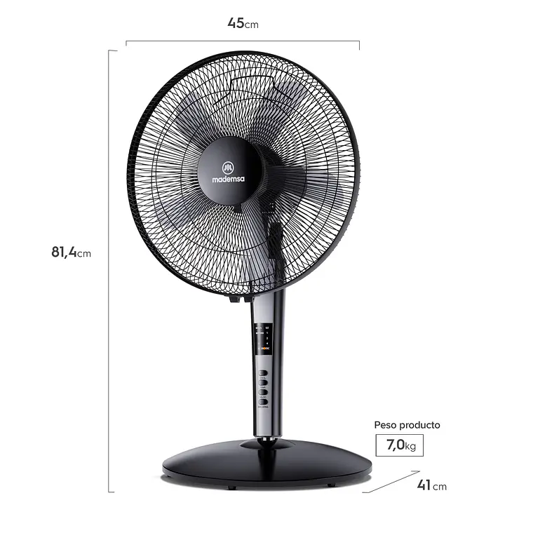 Ventilador 2 en 1 Pedestal y Sobremesa Mademsa Control Remoto 40,6cm SFM21 Negro 18