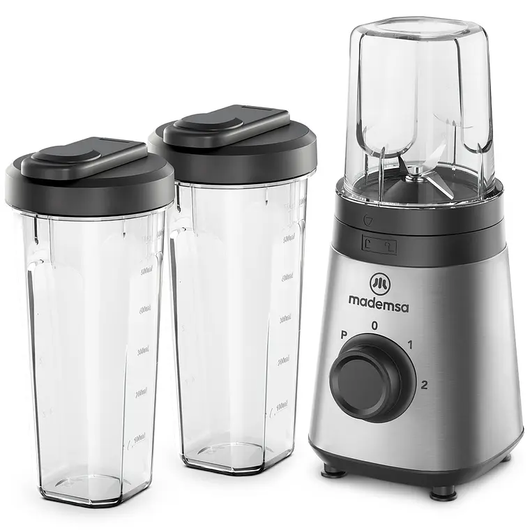 Licuadora Portátil Mademsa con 2 velocidades y botellas 300W MBL30 Acero Inoxidable 1