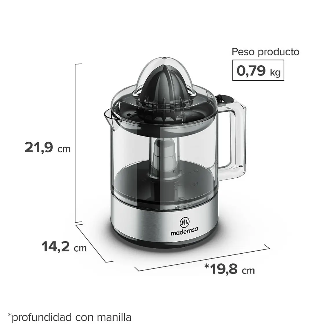 Exprimidor Mademsa 0,8L con Rotación Alternada MJP10 Gris 23