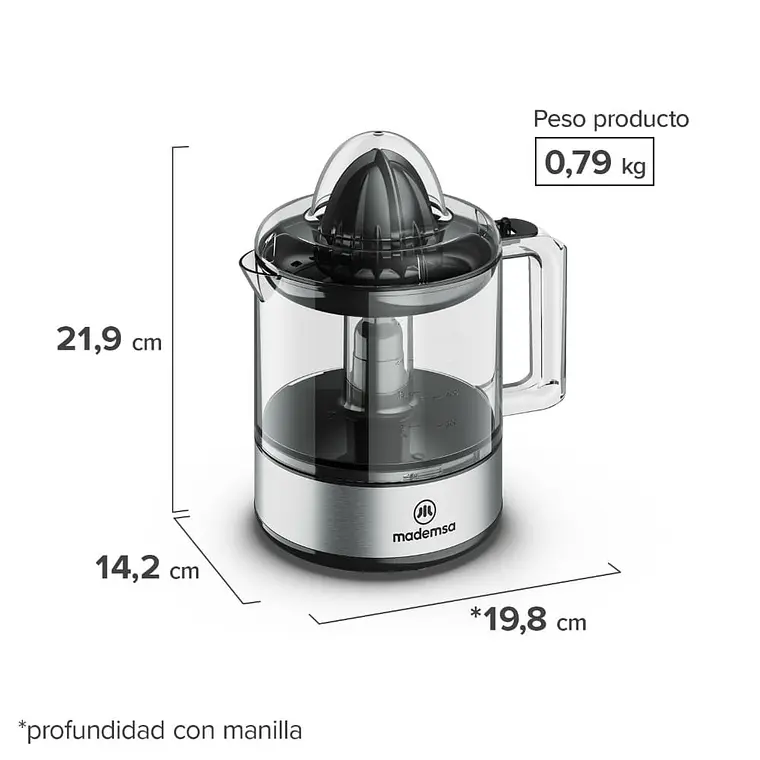 Exprimidor Mademsa 0,8L con Rotación Alternada MJP10 Gris 23