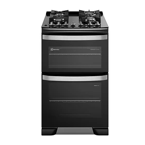 Cocina a Gas 4 Platos Electrolux Doble Horno, PerfectCook y Parrillas Hierro Fundido F4EDB Negra