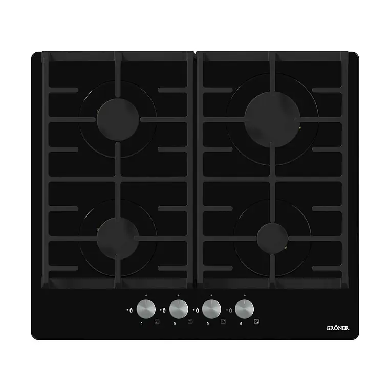 Encimera a Gas Gröner Vitro 4 Quemadores Negra QEG4V 1