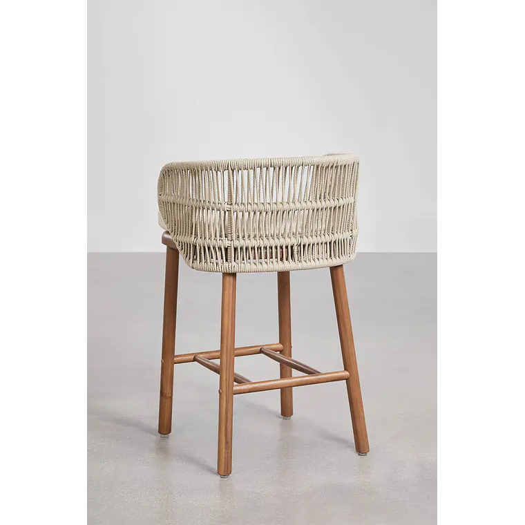 Taburete alto Raeeva en madera de acacia · Beige crema 3