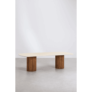 Mesa de Jardín Rectangular Sirvon 230 x 110 cm – Cemento y Madera de Acacia
