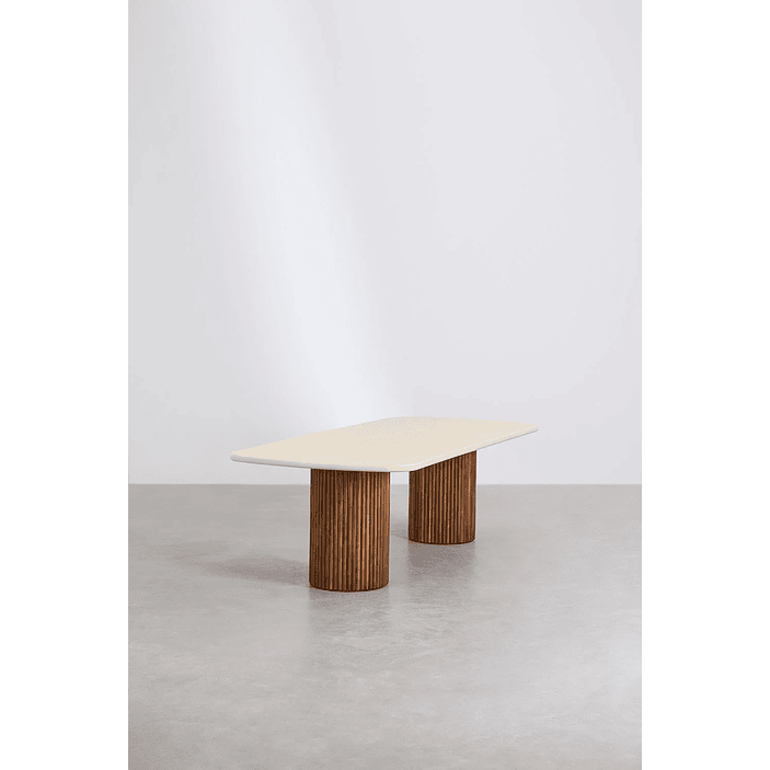 Mesa de Jardín Rectangular Sirvon 270 x 110 cm – Cemento y Madera de Acacia 3