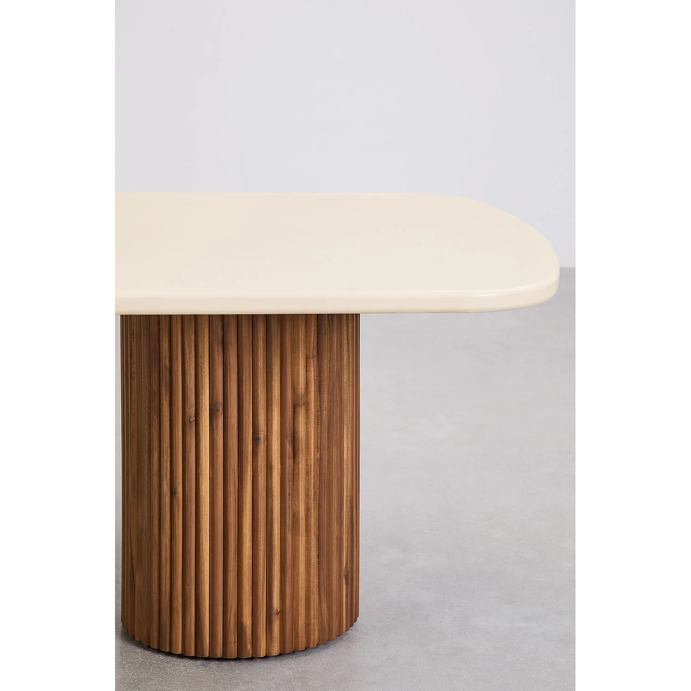 Mesa de Jardín Rectangular Sirvon 270 x 110 cm – Cemento y Madera de Acacia 4