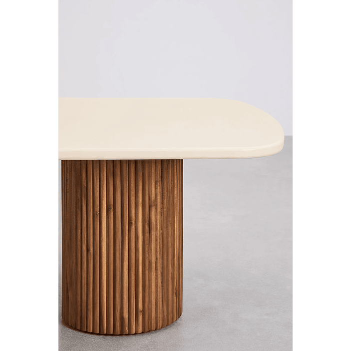 Mesa de Jardín Rectangular Sirvon 270 x 110 cm – Cemento y Madera de Acacia 4