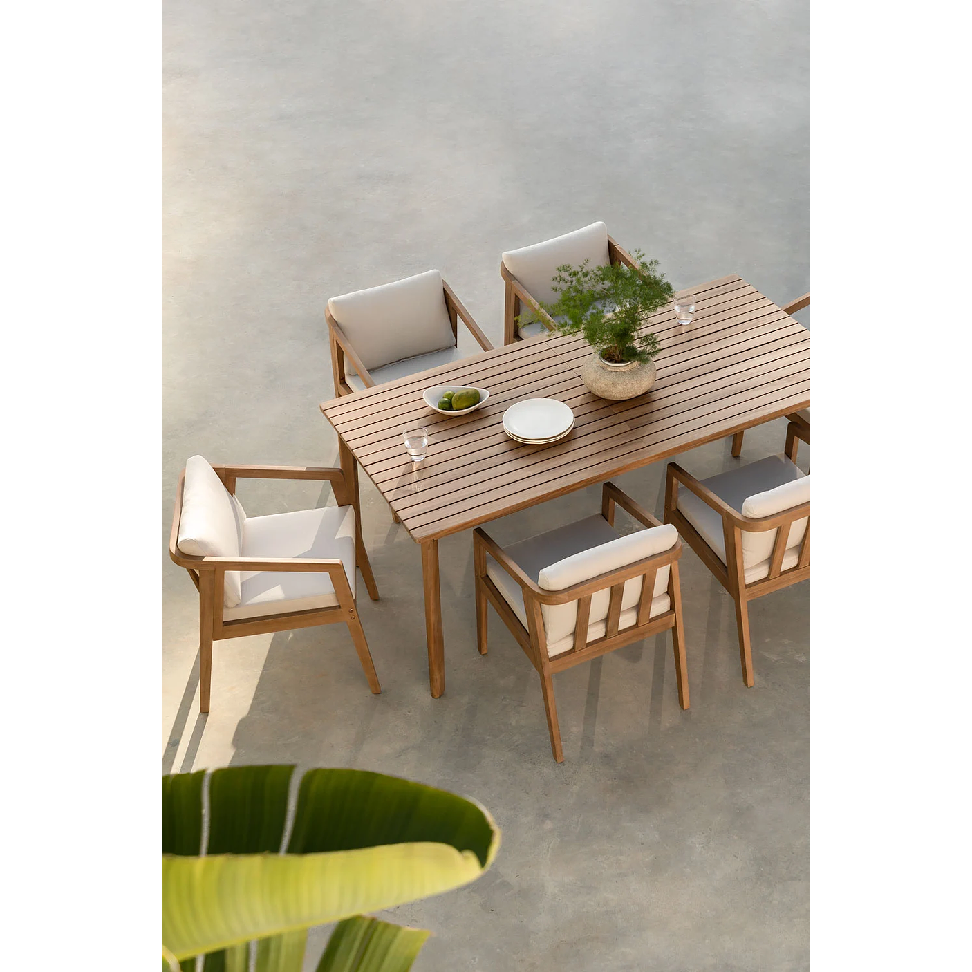 Mesa de jardín rectangular en madera de acacia Kaela 220 x 100 cm 1