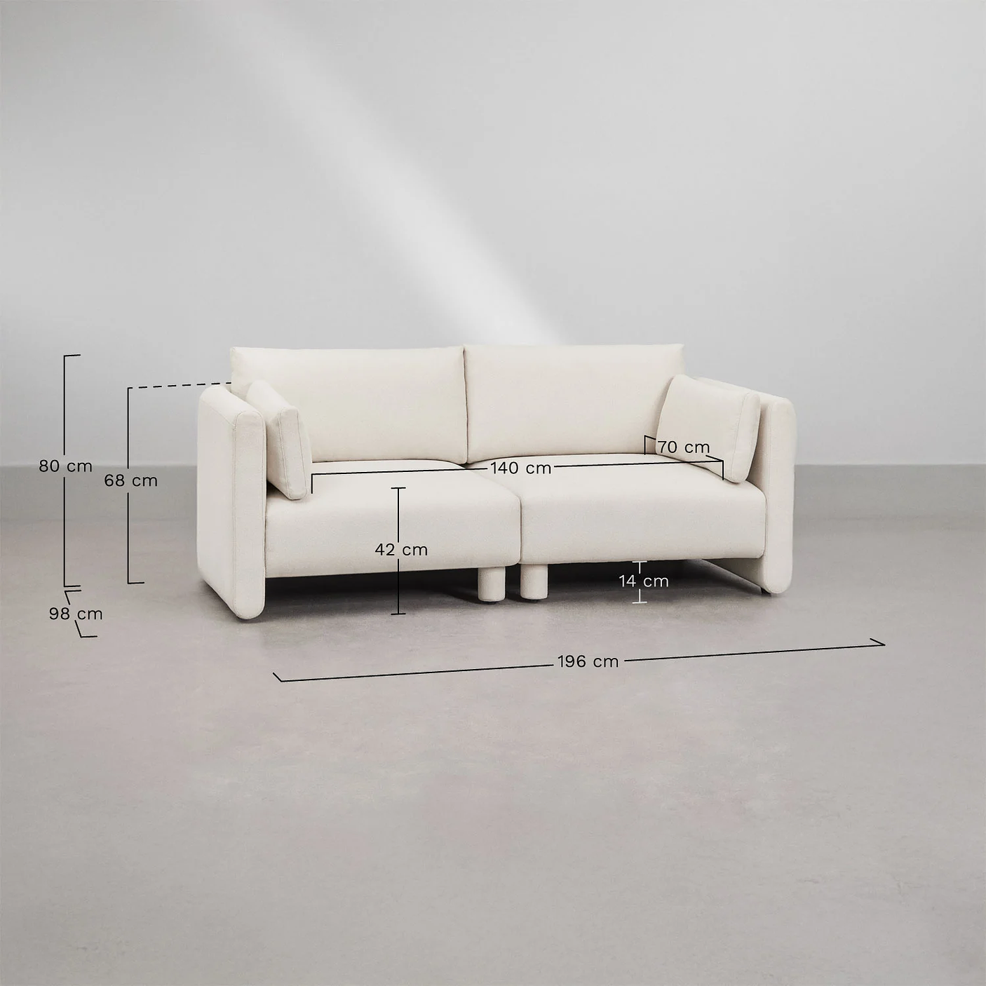 Sofá modular de 2 piezas en tela bouclé 196 cm Artemisa 12