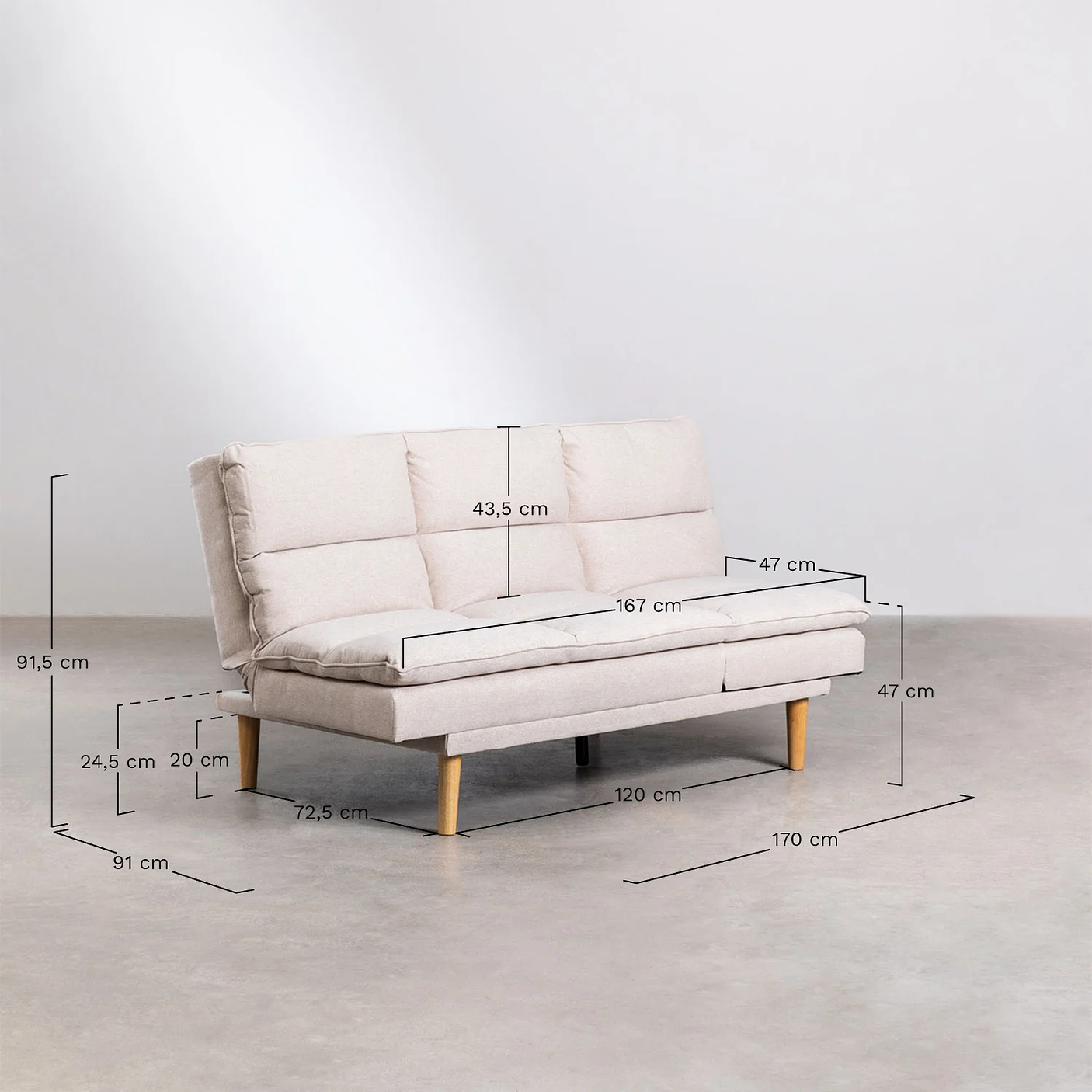 Sofá reclinable de 2 plazas en tela Veka 170 cm 10