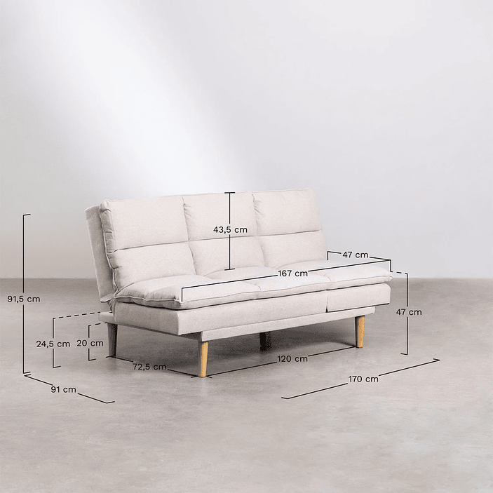 Sofá reclinable de 2 plazas en tela Veka 170 cm 10