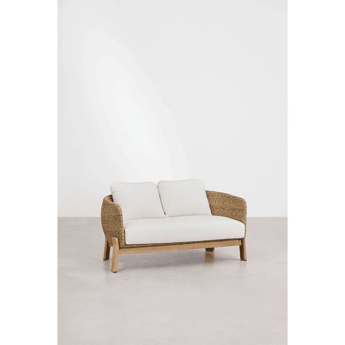 Sofá de 2 plazas en madera de acacia y ratán sintético Leilan 137.5 cm 1