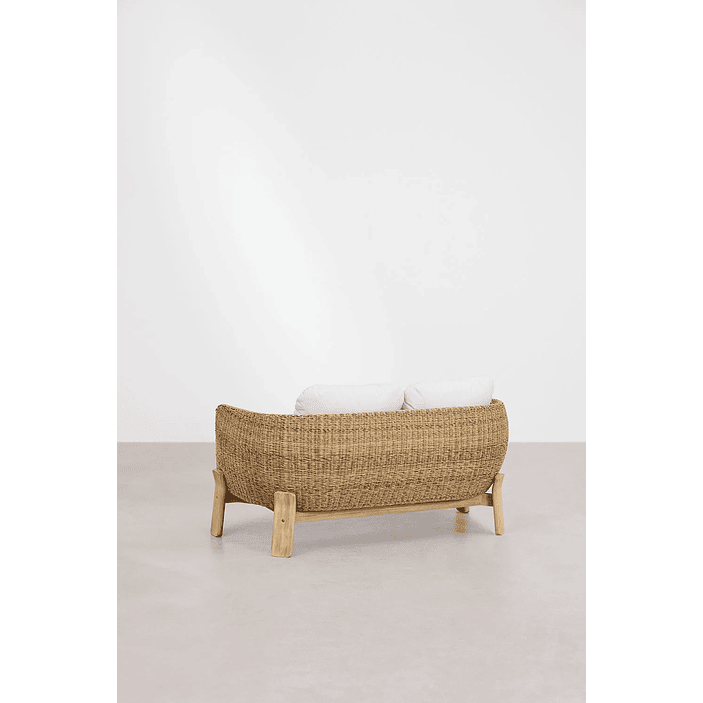 Sofá de 2 plazas en madera de acacia y ratán sintético Leilan 137.5 cm 3