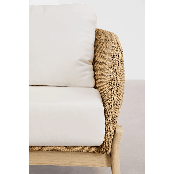 Sofá de 2 plazas en madera de acacia y ratán sintético Leilan 137.5 cm 5