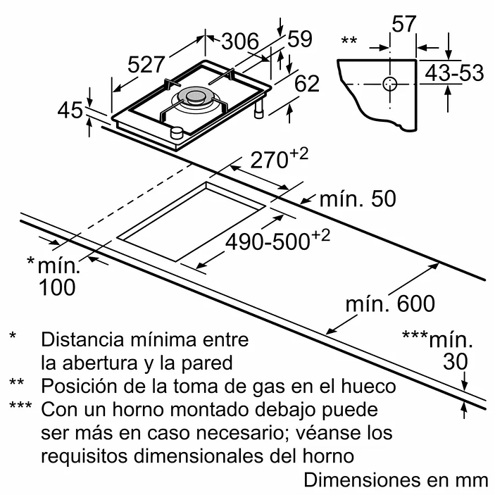 Serie 8 Placa dominó 30 cm Cristal vitrocerámico, Negro 13