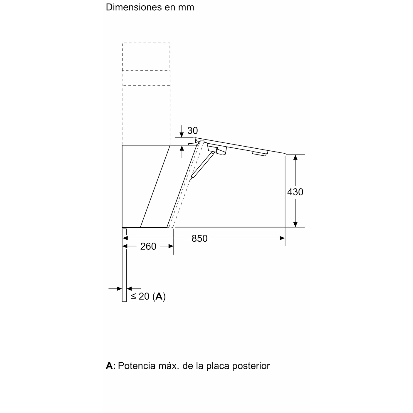 Serie 6 Campana decorativa de pared 80 cm Cristal blanco 7