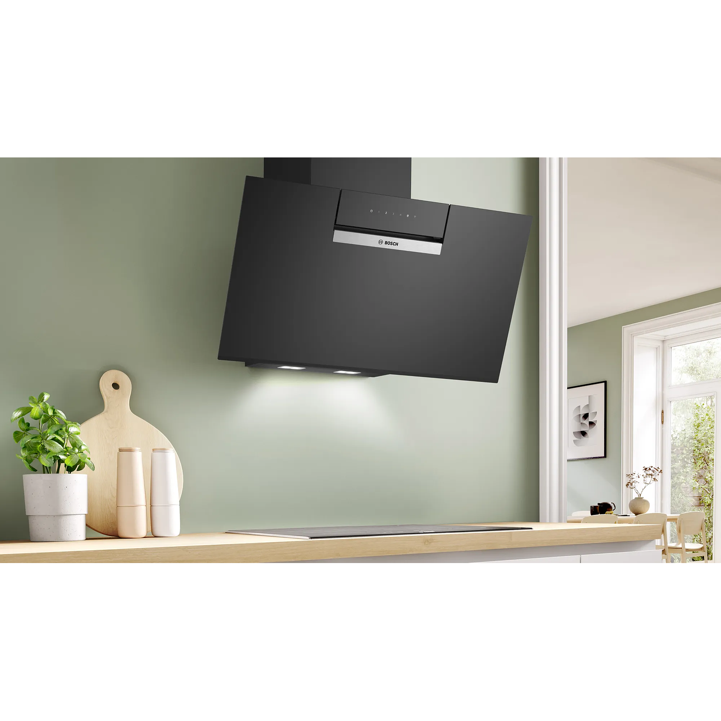 Serie 4 Campana decorativa de pared 80 cm Cristal negro 2