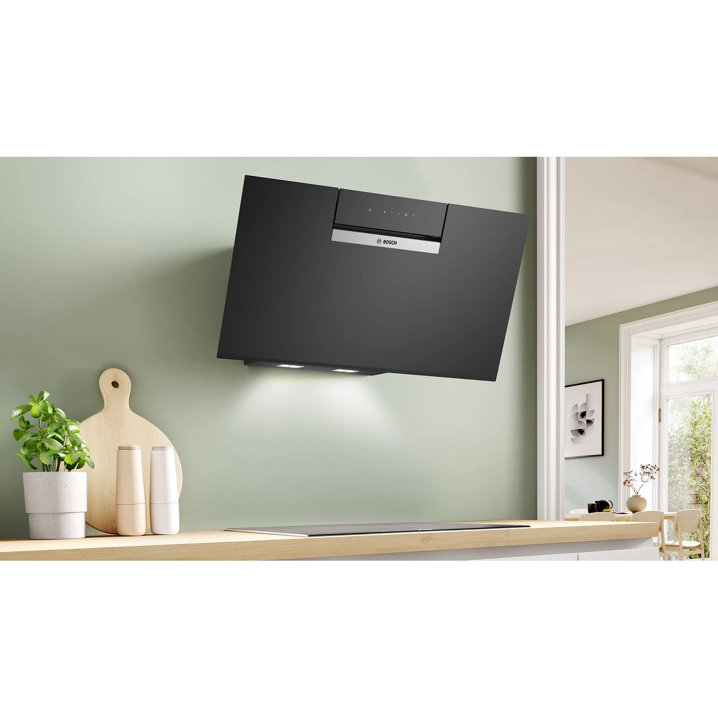 Serie 4 Campana decorativa de pared 80 cm Cristal negro 3