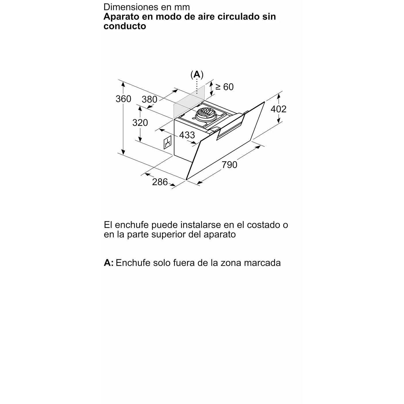 Serie 4 Campana decorativa de pared 80 cm Cristal negro 4
