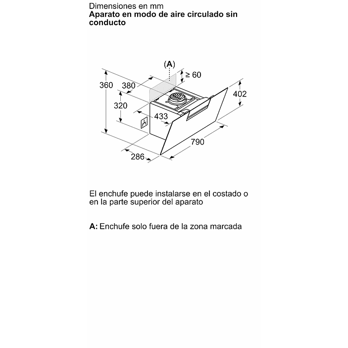 Serie 4 Campana decorativa de pared 80 cm Cristal negro 4