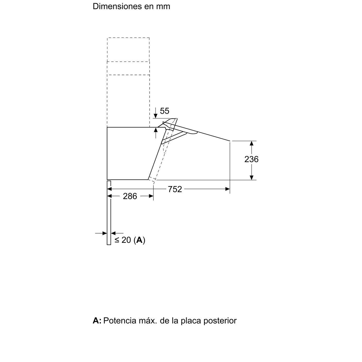 Serie 4 Campana decorativa de pared 80 cm Cristal negro 9