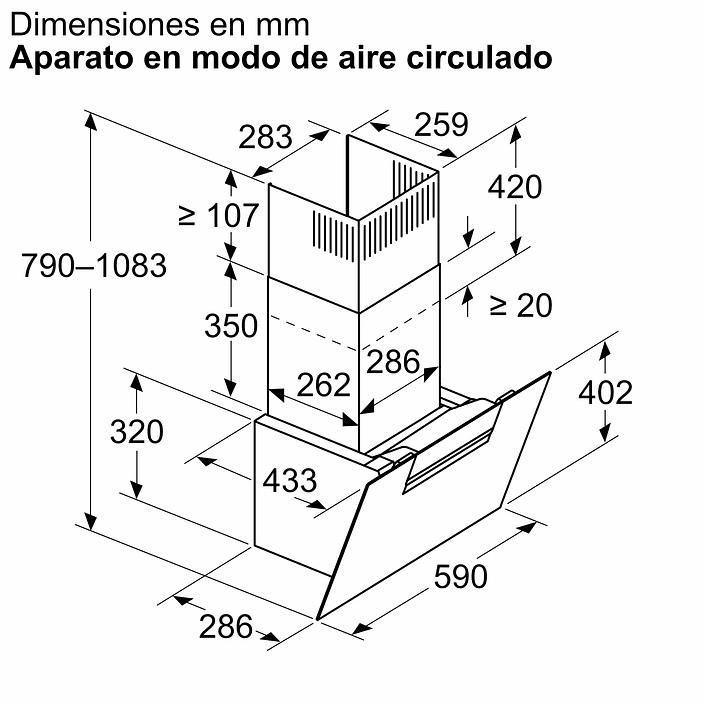 Serie 4 Campana decorativa de pared 60 cm Cristal negro 10