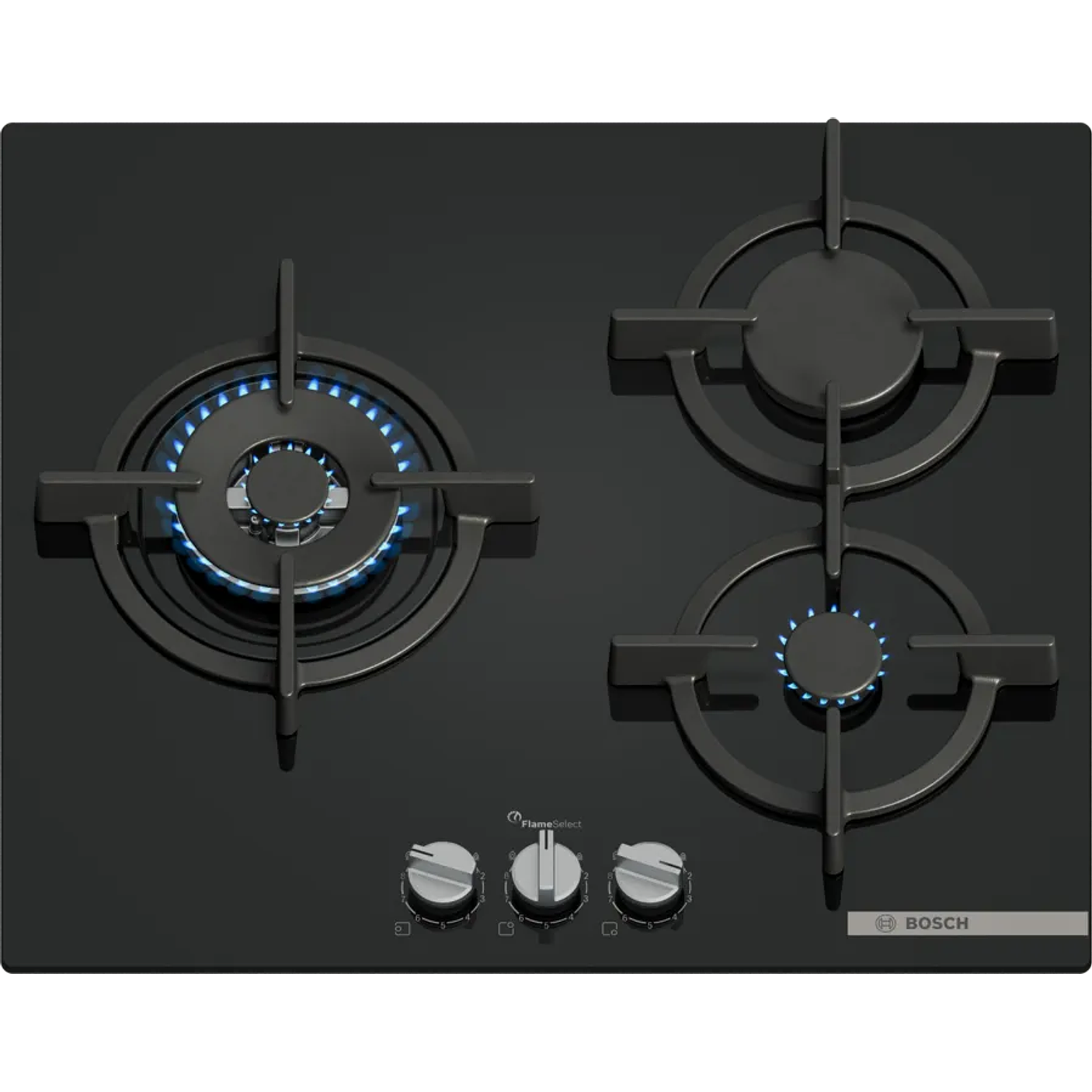 Serie 6 Placa de gas 60 cm Vidrio templado, Negro 1