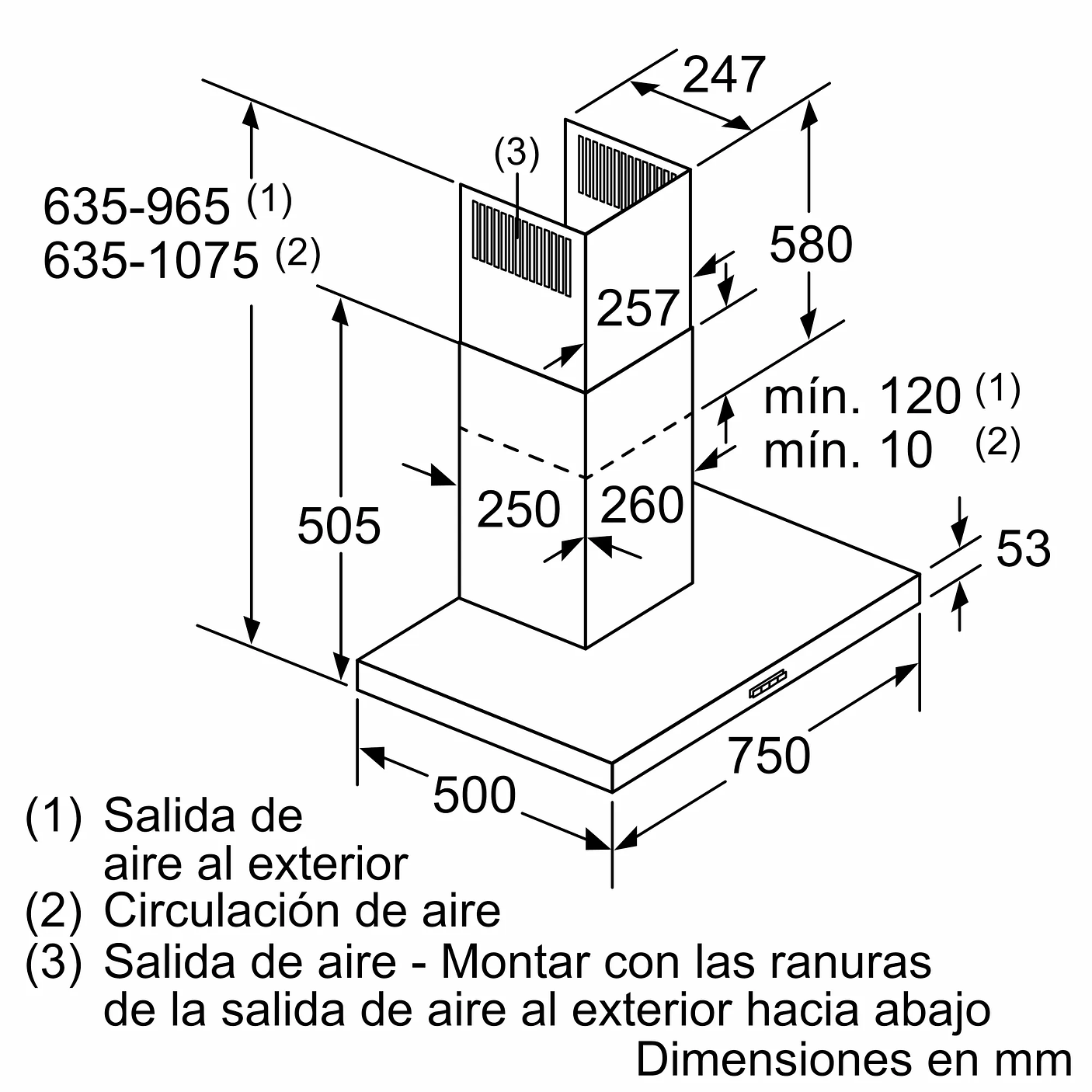 Serie 2 Campana decorativa de pared 75 cm Acero inoxidable 9