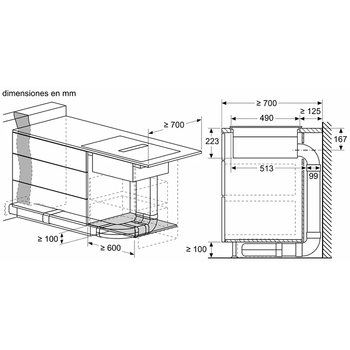 Serie 8 Placa de inducción con extractor integrado 80 cm con perfiles 12