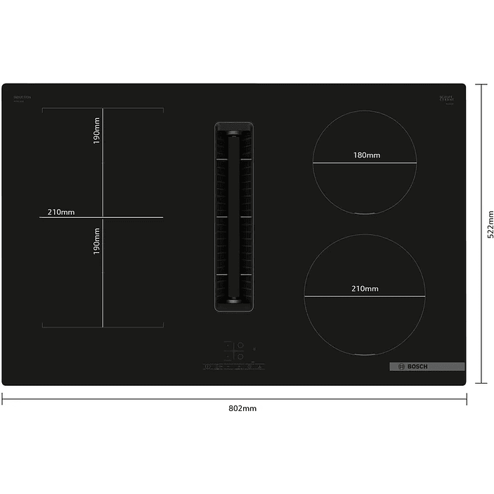 Serie 4 Placa de inducción con extractor integrado 80 cm sin perfiles 4