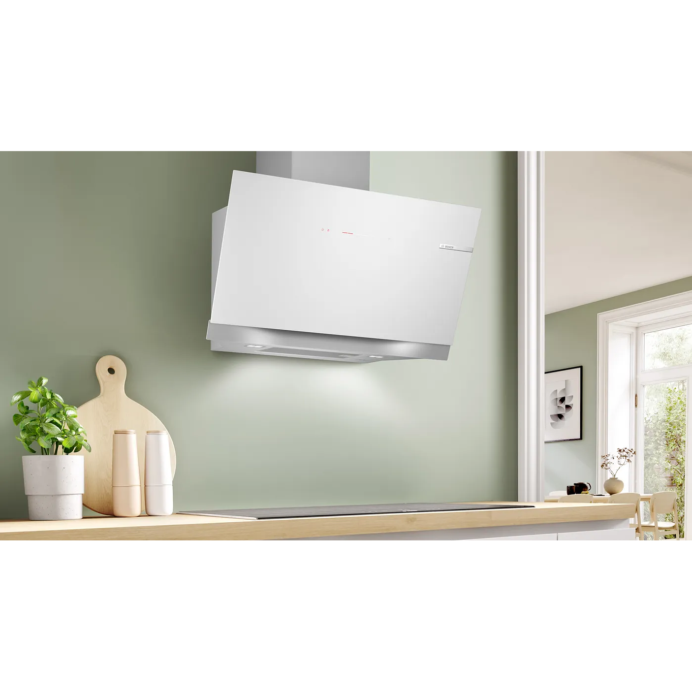 Serie 8 Campana decorativa de pared 90 cm Cristal blanco 5